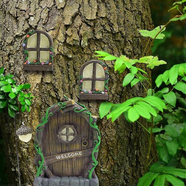 Fé-dörr Kit Fé och Fé Dörr Miniatyr Dekor Fé Träd Ornament