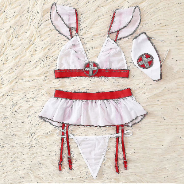 Sexet sygeplejerske Uniform Natklub Fest Cosplay Bryllupsrejse Kostume Pyjamas M