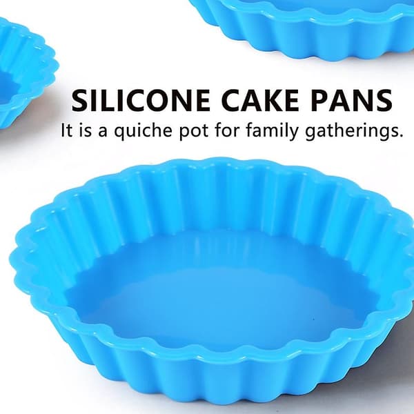 8 stk. silikone kageforme, non-stick runde tærteforme, runde riflede flanbageforme til muffins, quiche