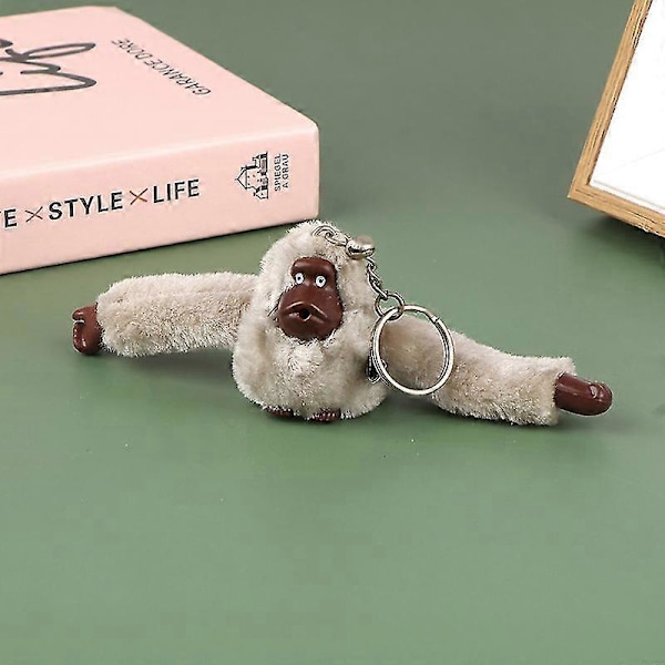 Söt Plush-Apa Nyckelring Orangutang Nyckelring På Byxväskans Bilprydnad - Rabatt Light gray 1PC