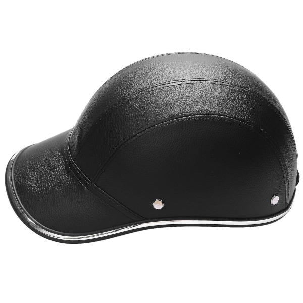 Unisex -moottoripyörän nahkakypärät - puoliavoin kasvot suojaava kypärä kovahattu Black