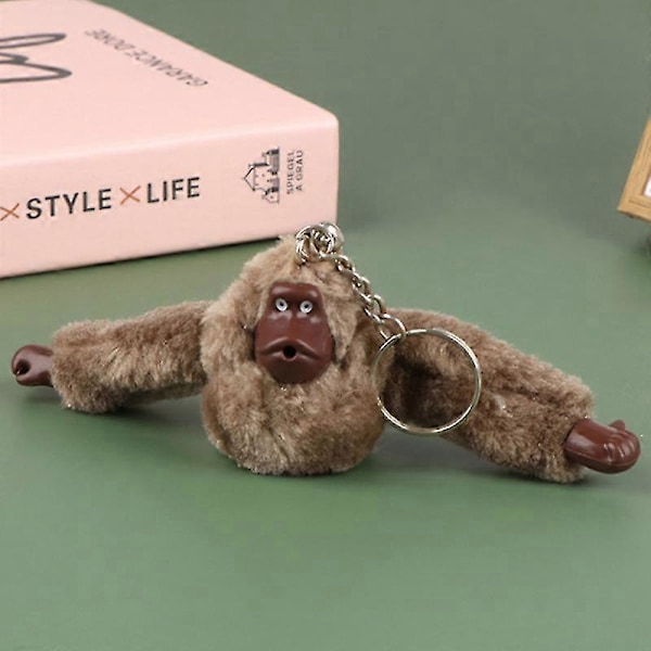 Söt Plush-Apa Nyckelring Orangutang Nyckelring På Byxväskans Bilprydnad - Rabatt Brown 1PC