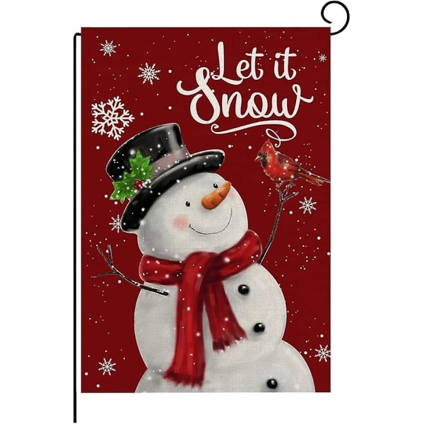 Juletapetflagg, hageflagg Dobbeltsidig snømannhusflagg, egnet for utendørs plen gårdsplass hage hjemmedekorasjon juletre