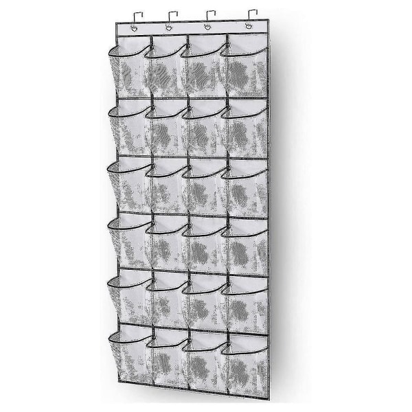 Over The Door Shoe Organizer 24 Stora Mesh fickor Passar till sovrummet - Vit