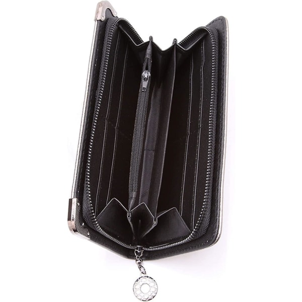 Langhodeskalle vesker for kvinner Gotisk veske for kvinner PU lær Clutch lommebokveske Skull Håndveske Gaver for kvinner, svart Black Skull -