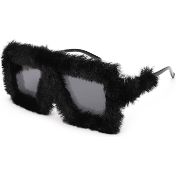 Plush Fuzzy Flat Top Fashion Square Store Størrelse Punk Blød Fløjl Skygge Party Briller