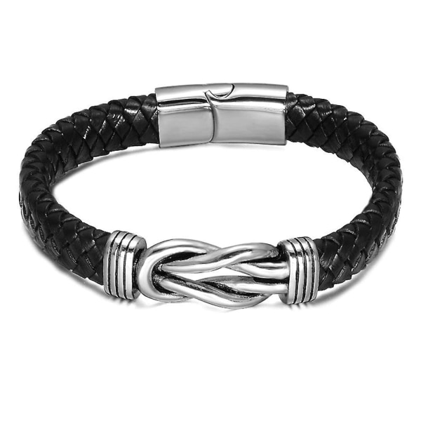 Mäns Läder Infinity Knot Armband, Läder Punk Smycken Armband