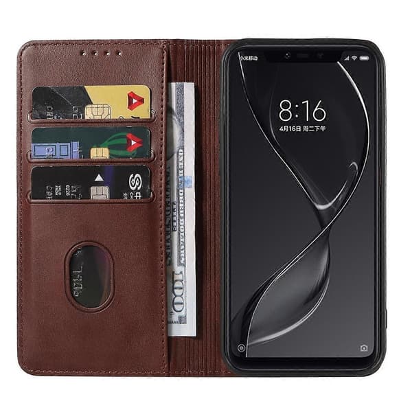 Magnetiskt Läderfodral för Xiaomi Mi 8 Explorer Brown