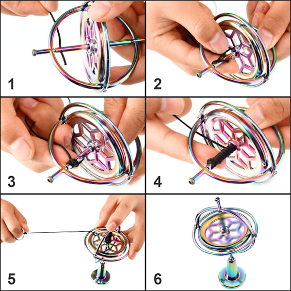 Anti-Gravity Metal Gyroscope Spinning Gyroscope Balance Toy Fargerik Pedagogisk Gave