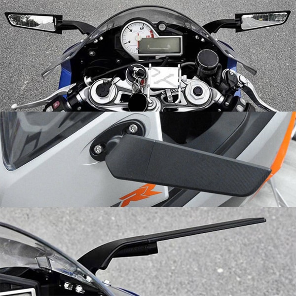 2st Modifierade Motorcykel Backspeglar Vindvinge Justerbara Roterande Sidospeglar För Honda Yamaha Ninja 250 300 400