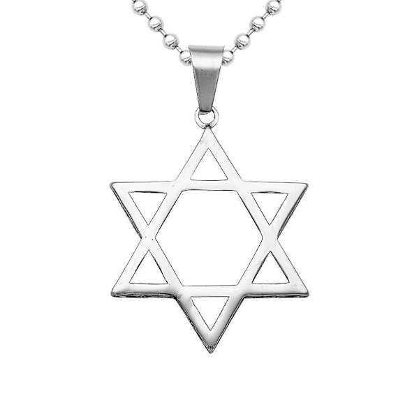 Miesten ruostumattomasta teräksestä valmistettu Star Of David -kaulakoruketju 20 hopeaa