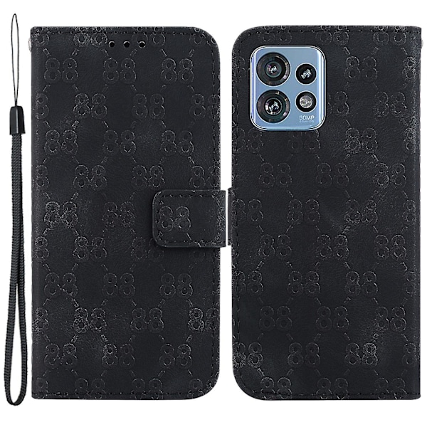Läderfodral med stativfunktion för Motorola Moto X40 5g/edge 40 Pro 5g/edge+ (2023) Dubbel 8-formad prägling Plånboksfodral Black