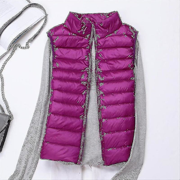 Ärmlös vinterklänning för kvinnor - Lätt vadderad dunväst för värme Purple XL