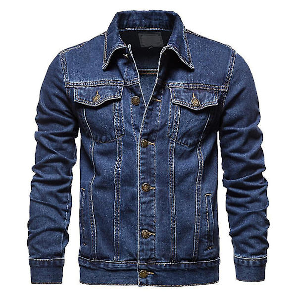 Miesten klassinen rintanapillinen farkkutakki Dark Blue M