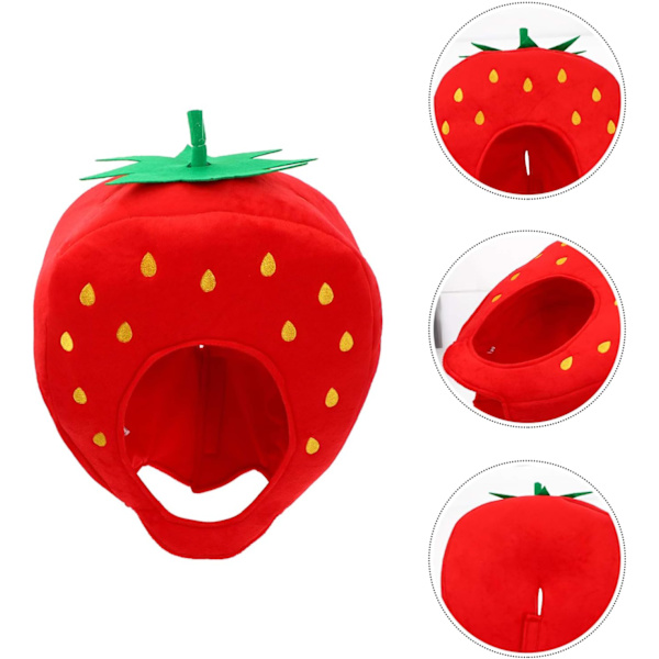 Plush Jordgubbshatt, Frukt Huvudbonad Huva Cosplay Kostym för Klä upp Dekoration