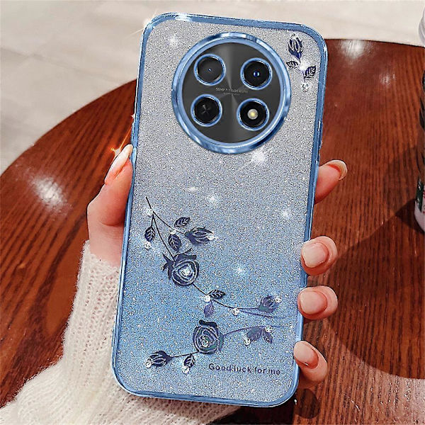 Blommönstrat TPU Gradient Mobilskal För Honor Magic7 Lite 5G/ X9c 5G, med Snoddar Blue