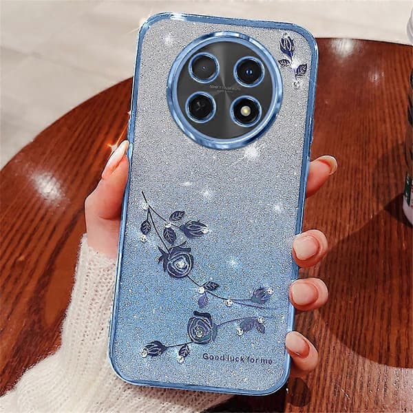 Blomstermønster TPU Gradient Telefoncover til Honor Magic7 Lite 5G/ X9c 5G, med snore Blue