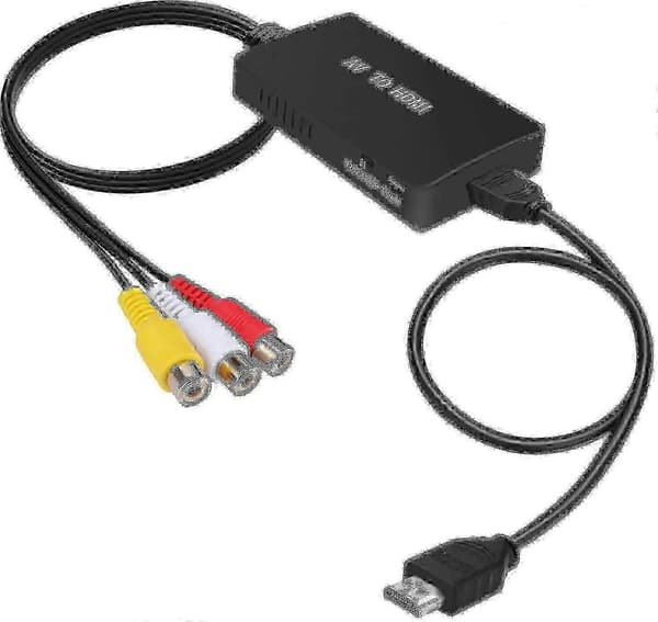 RCA till HDMI-omvandlare, komposit till HDMI-adapter stöder 1080P PAL NTSC för TV PC