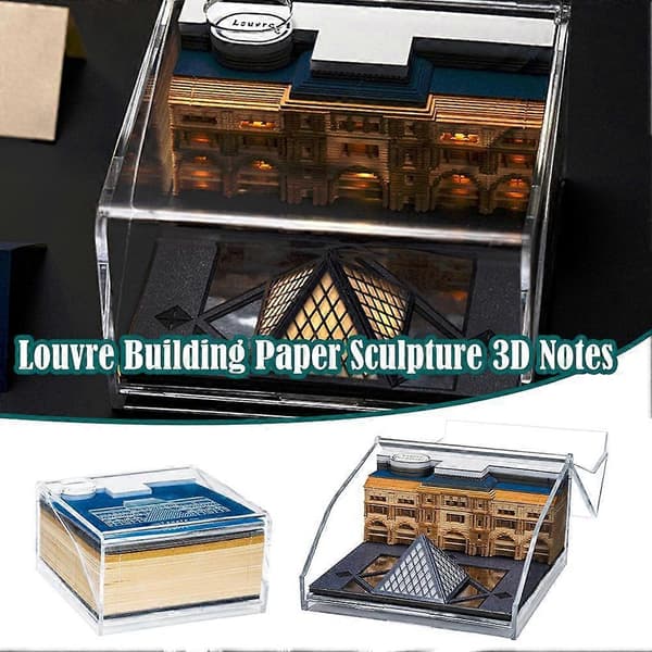 3D Louvre Sticky Notes 2025 Ugekalender med Lys Træhåndværk