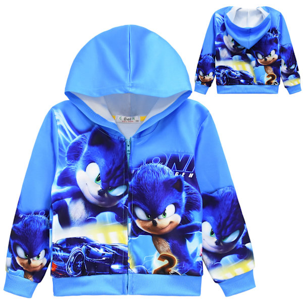 Sonic Tecknad Digitaltryck Jacka med Dragkedja och Huvtröja 120