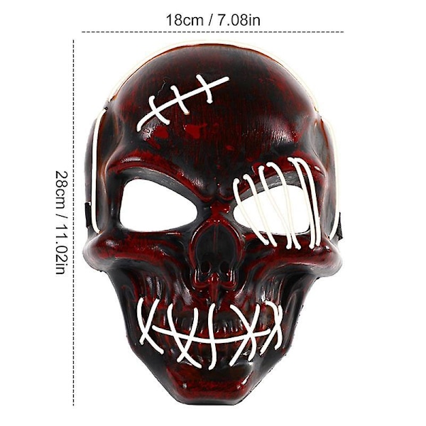 Halloween Dödskalle Ansiktsmask Cosplay Kostymer Lyser Upp LED-skydd Cosplay Rekvisita Kostymer Dödskalle Ansiktsmask Lyser Upp Kostymer Orange