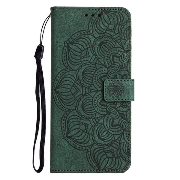 Mandala Præget Flip Læder Telefon Cover til iPhone 14 Plus Green