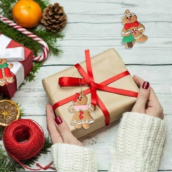 12 stk. Gingerbread Man juletræsophæng julepynt til julefester og arrangementer