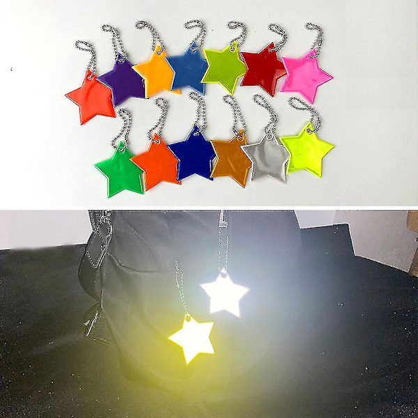 10x/sæt Creative Reflectors nøgleringe Reflekterende Stars Safe Reflector nøgleringe Silver