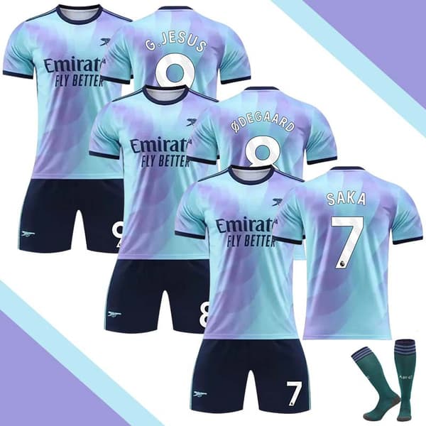 2425 Arsenal andra bortatröja Odegaard fotbollströja uniform + strumpor 26(140-150cm)