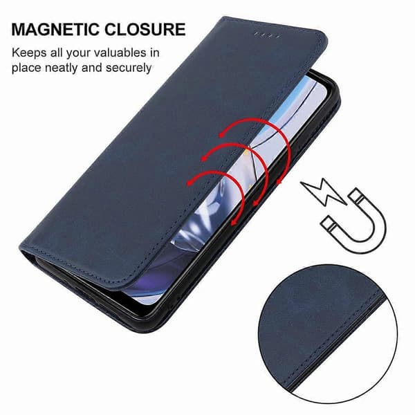 Magnetiskt läderfodral för Motorola Moto E22/E22i Blue