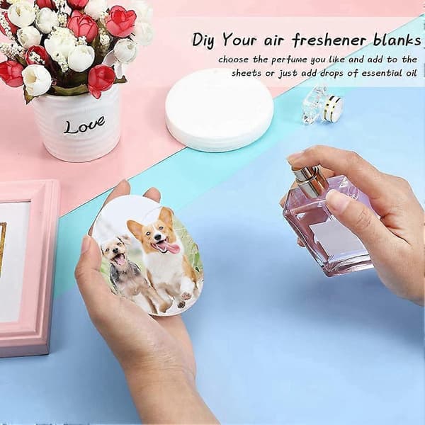 100 stykker sublimering luftfriskeremner DIY luftfrisker duftende blank bilpresset filt til DI White