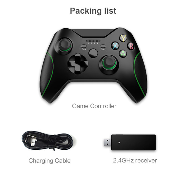 Trådløs Controller med Modtager til Xbox One, 2.4GHz Trådløs Spilcontroller