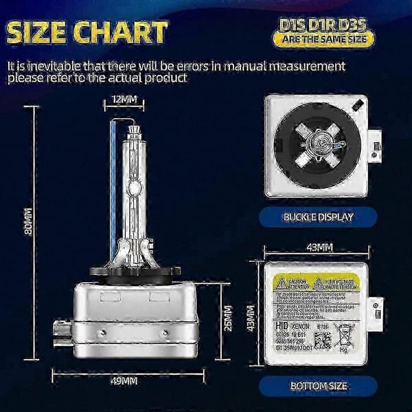 D1S HID-pære 35W 2 stk, 3000K-12000K Xenon frontlys for bil