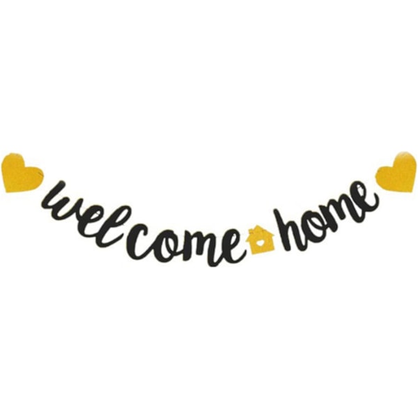 Velkommen Hjem Banner med To Hjerter og et Levende Hjem Skilt Flash Party Dekorationer, Sjove Hjem Party Skilt Dekorationer Familie Party Husopvarmningsbanner