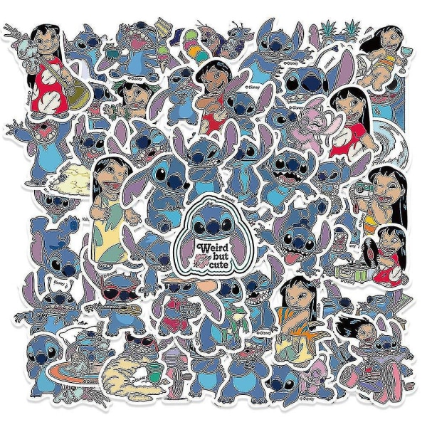 Lilo & Stitch Stickers Pack, 50 stk/sæt Søde tegnefilmsmærkater til bærbar vandflaskebagage, Kawaii vandtætte vinylklistermærker til børn Voksne Teenagere