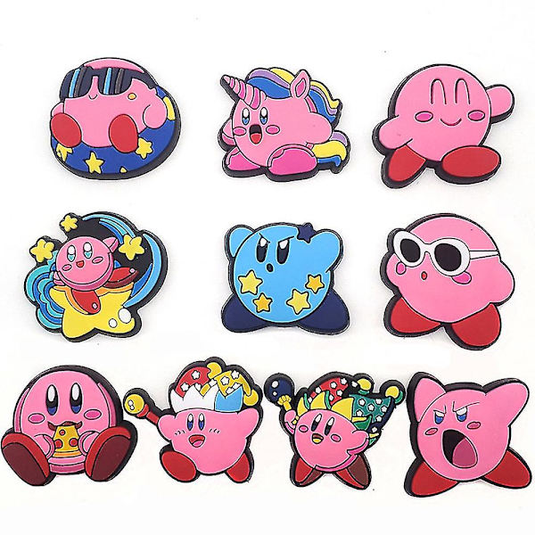 10 stk Cartoon Kirby Shoe Charms Dekorasjon For Diy Croc Clog Sandaler Tilbehør