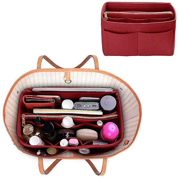 Väska Organizer Insert, Filt Väska Organizer Med Dragkedja, Handväska & Tote Shaper För Speedy Neverfull Tote M