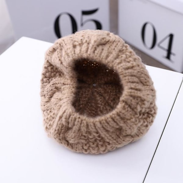 C0064 Hemp Mönstrad Barn Stickad Basker Ullhatt Höst Och Vinter Varma Barnhatt Gray