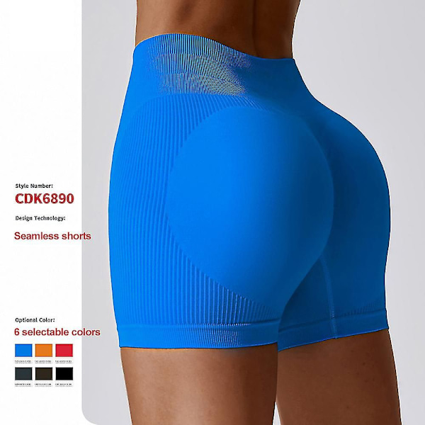 Sömlösa Sportshorts med Hög Midja, Hög Elastisk Andningsbar Träningsbyxa För Löpning Cykling Red M