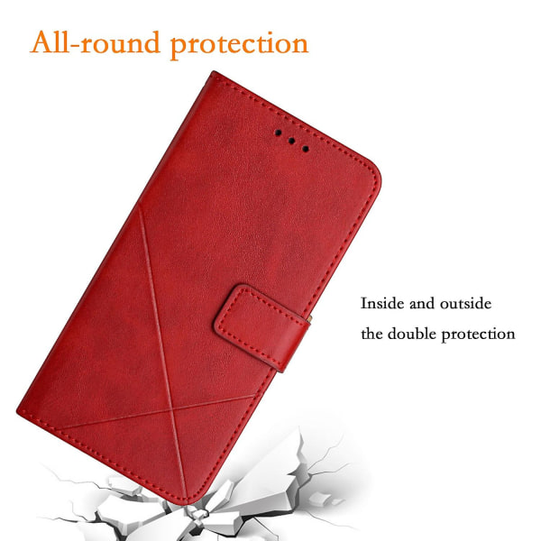 Til Samsung Galaxy A15 5G deksel i ensfarget lommebok i skinn Red Style E Samsung Galaxy A15 5G