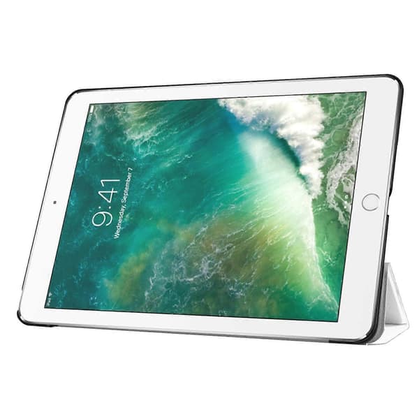 Tri-fold stativ letvægts fuld beskyttelse smart læder tablet cover til iPad 9.7 (2018) 9.7 (2017) White White