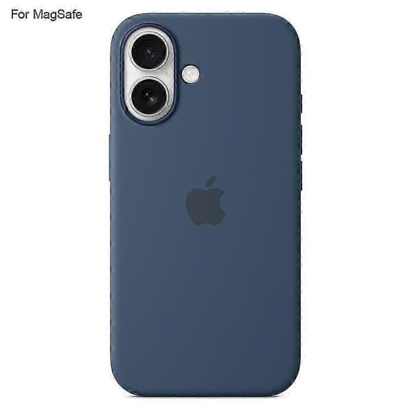 Til iPhone 16 Cover kompatibel med MagSafe flydende silikone bagcover og induktions-popover-design_bs8z Dark Blue