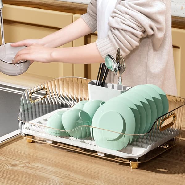 Vit Transparent Multifunktionel Opvaskestativ, Plast Opvaskestativ til Skabe