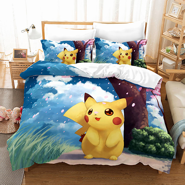 3D digitaltryckt täcke örngott sängkläder tecknad Pikachu tredelat set hemtextil fyrdelat set 9 135*200