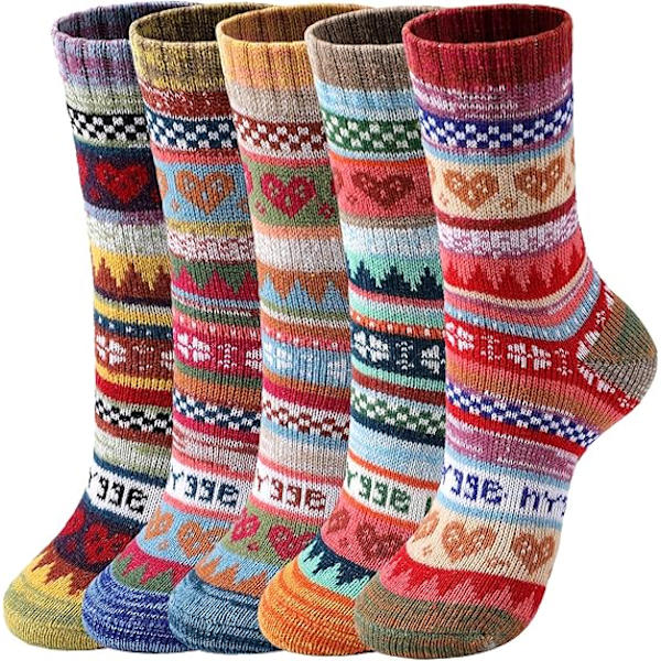 Ullstrumpor - Vintage Vintervarma Ullstrumpor för Kvinnor, Mjuka Mysiga Strumpor, Tjocka Stickade Stövlarstrumpor för Kvinnor/Män -love