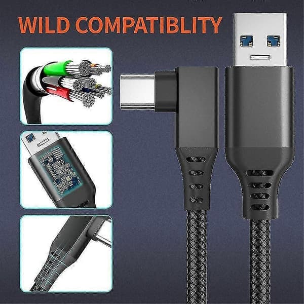 För Quest 3/5/6m datalinje länk kabel VR-spel USB typ C förlängningssladd Gray 3M