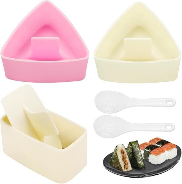 Onigiri Form Set, 3-pack Risbollsform Stor Triangel Risform, Japanskt Sushi-kit för Lunch Bento