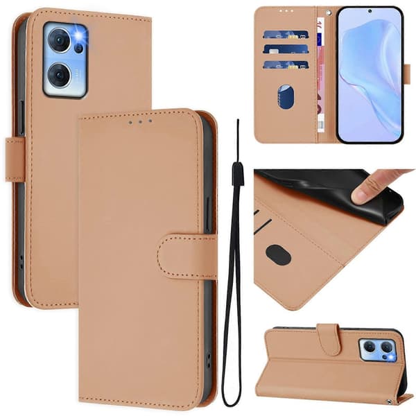 Lanyard PU Etui Til OPPO Reno7 5G Global Nude