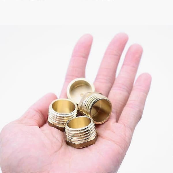 4 stk. messingrør sekskantet hodepluggfittings 1/2\" utvendig gjenge messingplugger messinghette