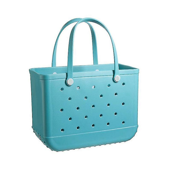 Gummipåse Bogg Style Hål Vattentät Slitstark Oversize Silikon Beach Tote Ny 2024 cyan
